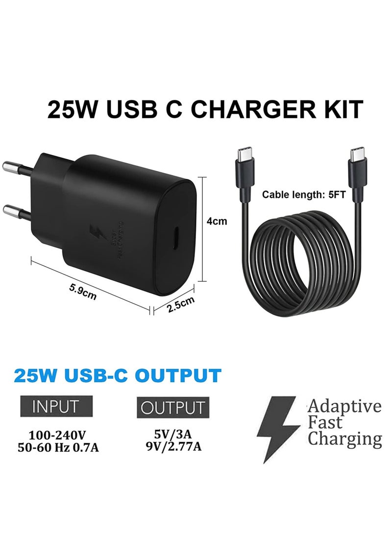 ELTRAZONE - Chargeur Rapide USB C 25W, Adaptateur Secteur Ultra Rapide Chargeur USB C pour Samsung S22, S22+, S22 Ultra, S21, S21FE 5G, S20, S20+, S10, S9, S8, A52, A53, PD 3.0 Chargeur Rapide +1,5 M C au - Image 1