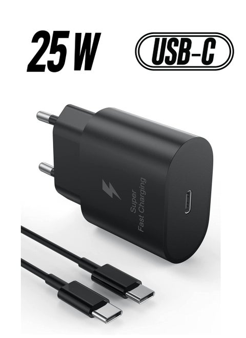 Chargeur Rapide USB C 25W, Adaptateur Secteur Ultra Rapide Chargeur USB C pour Samsung S22, S22+, S22 Ultra, S21, S21FE 5G, S20, S20+, S10, S9, S8, A52, A53, PD 3.0 Chargeur Rapide +1,5 M C au