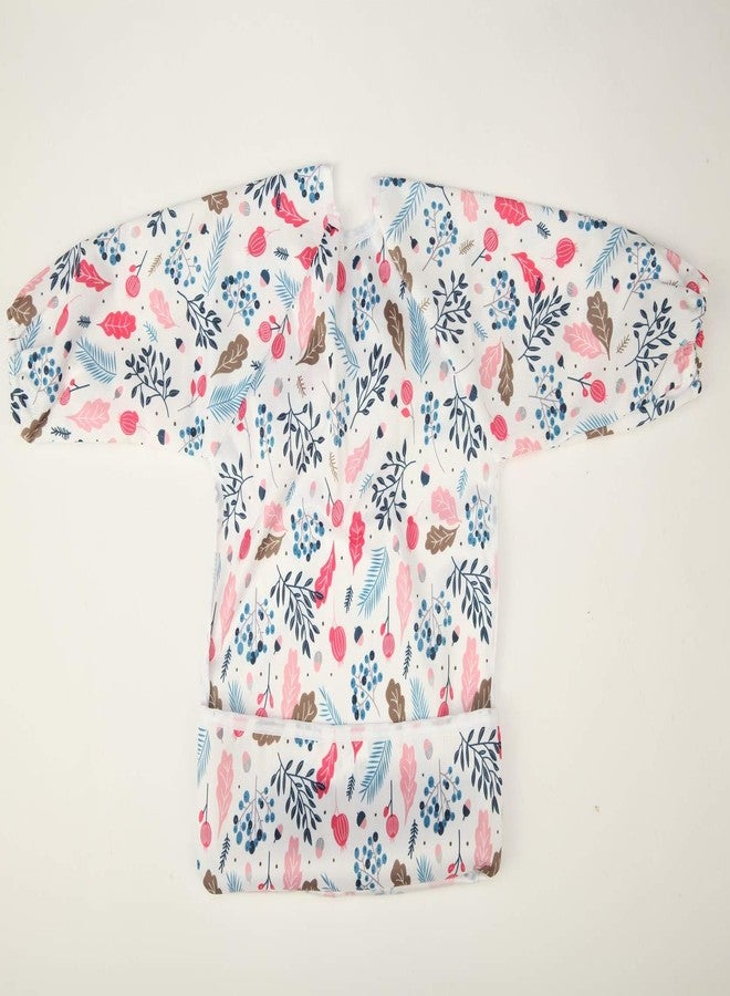 Sigzagor Baby Bib Sleeved Shirt With Pocket 1-3 years old Toddler Painting Drawing (Pink Foliage) - Image 2