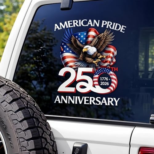 OANM studio 5Pcs USA Eagles 250th Anniversary Semiquincentennial 17762026 Car Window DecalWater Resistant Weatherproof Vinyl God Bless America Decals for Cars Tumblers Helmets Laptops 6inches 14cm - Image 1