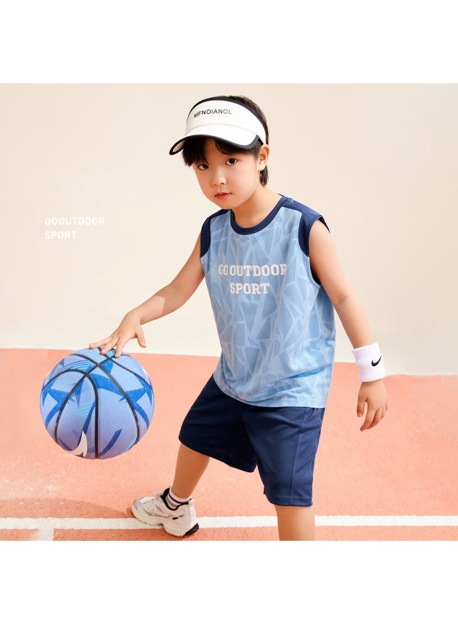 Zuoxi Boys' Summer Suit New Children'S Sports Quick-Drying Vest Two-Piece Basketball Suit Trend Blue 150 - Image 3