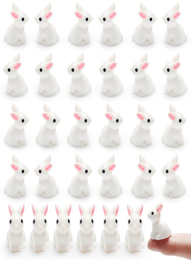 Exasinine 100Pcs Rabbit Miniature Figurines Easter Bunny Mini Rabbits Bunny Figurine Mini Resin Animals Fairy Garden Miniature Ornaments for Easter Egg Fillers Dollhouse Cake Home DéCor - Image 1