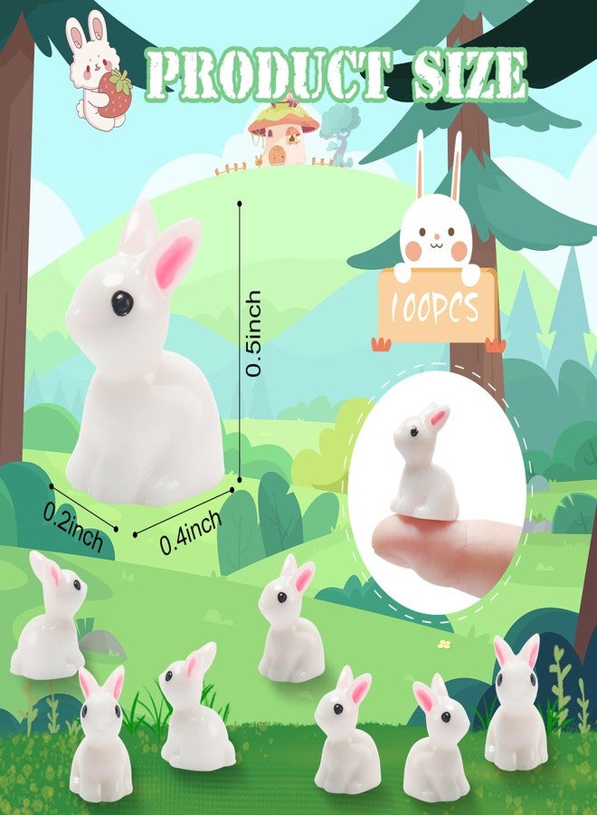 Exasinine 100Pcs Rabbit Miniature Figurines Easter Bunny Mini Rabbits Bunny Figurine Mini Resin Animals Fairy Garden Miniature Ornaments for Easter Egg Fillers Dollhouse Cake Home DéCor - Image 2