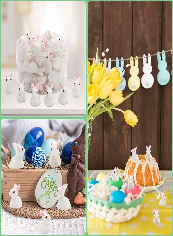 Exasinine 100Pcs Rabbit Miniature Figurines Easter Bunny Mini Rabbits Bunny Figurine Mini Resin Animals Fairy Garden Miniature Ornaments for Easter Egg Fillers Dollhouse Cake Home DéCor - Image 4