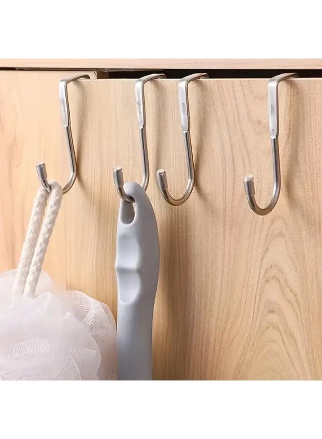 قطعتان من خطاطيف فضية على شكل S مقاومة للصدأ لتعليق المناشف على الأبواب للمطبخ والحمام دون حاجة إلى التثبيت - Image 5