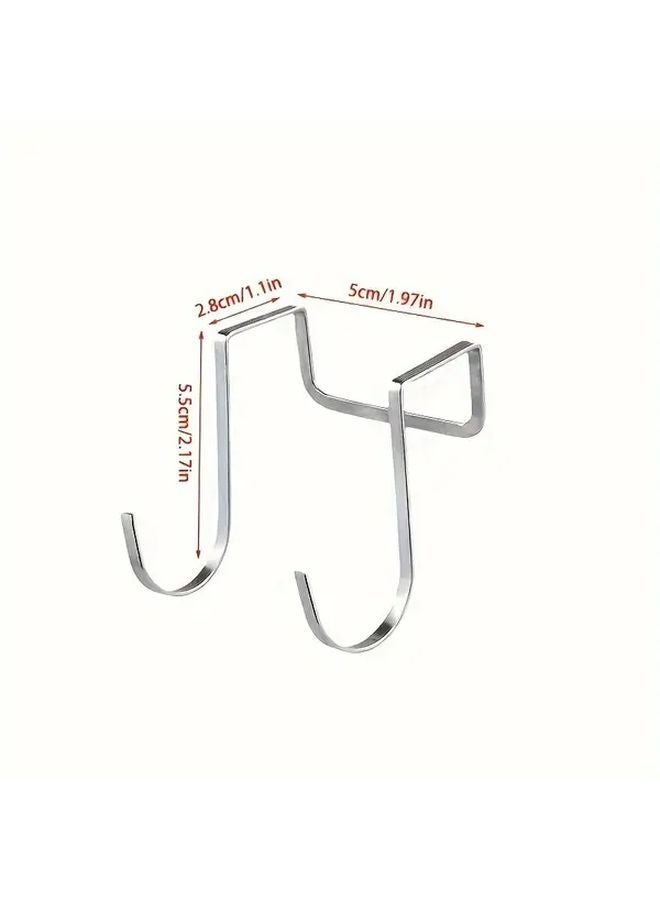 قطعتان من خطاطيف فضية على شكل S مقاومة للصدأ لتعليق المناشف على الأبواب للمطبخ والحمام دون حاجة إلى التثبيت - Image 4