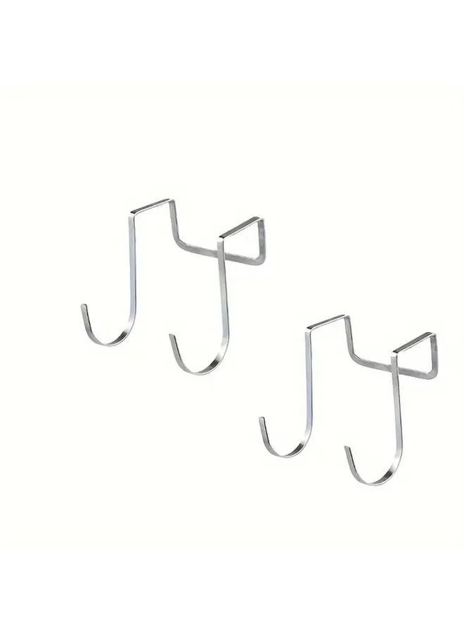 قطعتان من خطاطيف فضية على شكل S مقاومة للصدأ لتعليق المناشف على الأبواب للمطبخ والحمام دون حاجة إلى التثبيت - Image 1