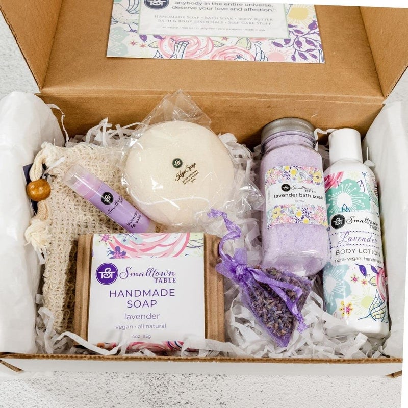 SmallTown Table Relaxing Lavender Spa Box for Her Self Care Relaxation Gifts Spa Kit Christms Gifts for Her Handmade Soap Organic Gifts for Women - Image 2