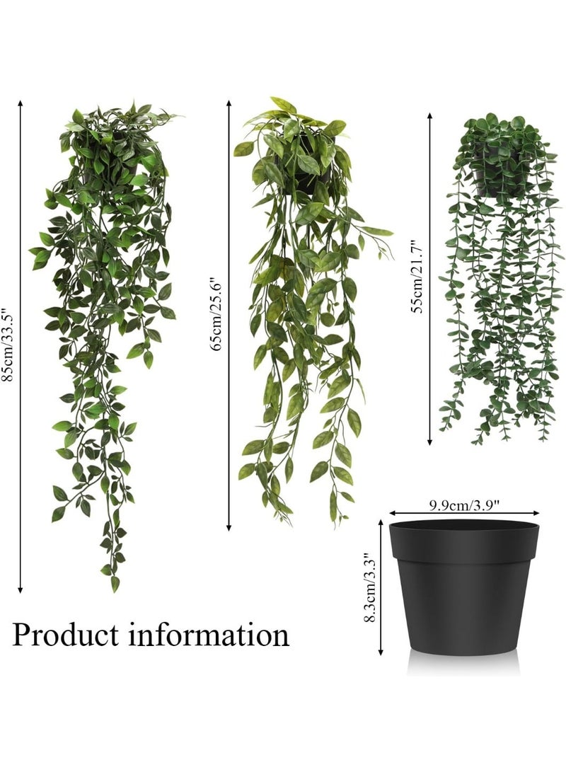 ALAMAREQ Artificial Plants Indoor Outdoor, 3 Packs Fake Plants, Artificial Hanging Plants Fake Ivy With Pots Home Decor for Wedding, Party, Home Garden Bathroom Wall Decoration - Image 3
