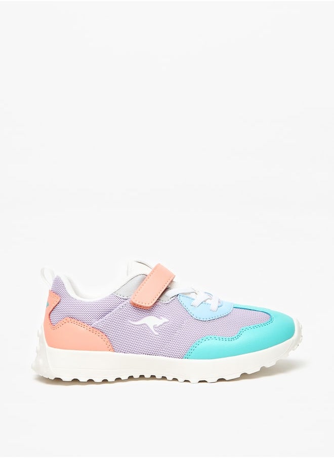 kangaROOS - Girl's Colourblock Sports Shoes with Hook and Loop Closure - Image 1