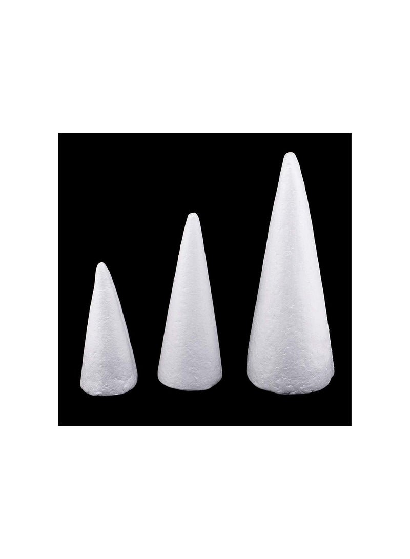 GGOOT 3X Cone Polystyrene Foam Styrofoam 3 Sizes fit DIY Crafts Xmas Tree Decor - Image 1