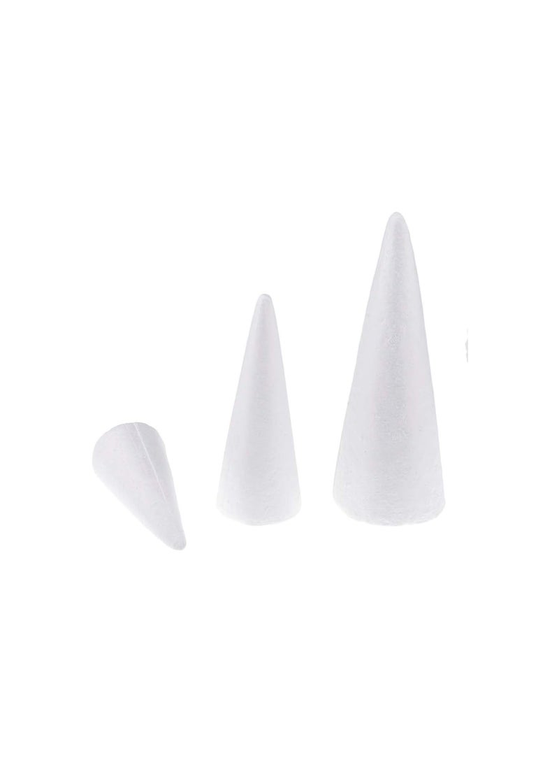 GGOOT 3X Cone Polystyrene Foam Styrofoam 3 Sizes fit DIY Crafts Xmas Tree Decor - Image 2