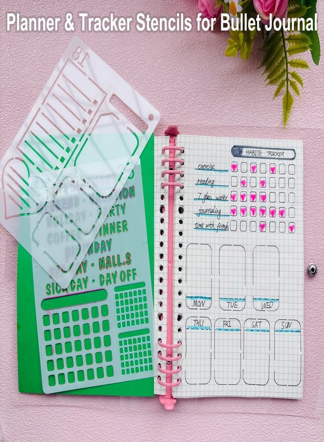 Felixcraft Journal Stencils, 24PCS 7x4.8" Planner Stencils for Crafts Reusable, Layout & Tracker Patterns, for Daily Planner, Weekly Schedule, Habit Tracker, Study Notes, Meeting Minutes & Personal Diary - Image 2