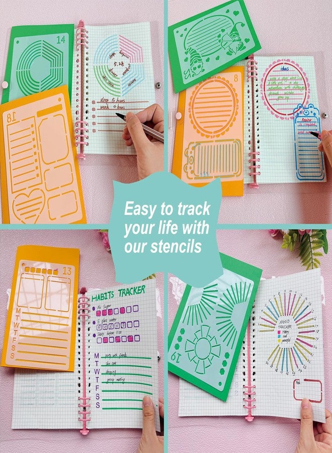 Felixcraft Journal Stencils, 24PCS 7x4.8" Planner Stencils for Crafts Reusable, Layout & Tracker Patterns, for Daily Planner, Weekly Schedule, Habit Tracker, Study Notes, Meeting Minutes & Personal Diary - Image 4