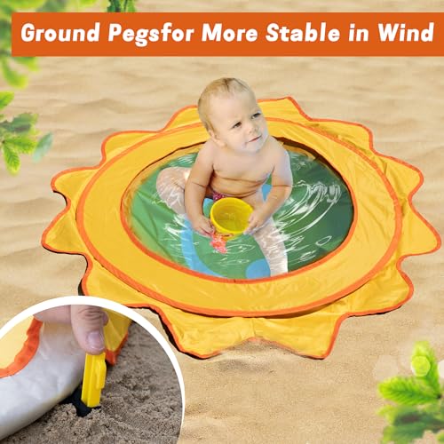 RunNico Pop Up Beach Pool, Portable Toddler Beach Pit with Water Bag and Storage Bag, Cute Shape Beach Pool Puddle for Outdoor Summer Beach Camping Traveling Vacation - Image 5