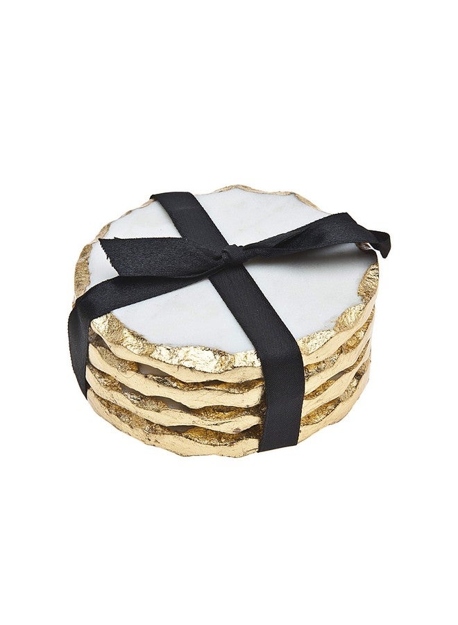 Godinger أكواب دائرية من جودينجر بحافة ذهبية، مجموعة أكواب رخامية، حماية للطاولة، مجموعة من 4 - Image 1