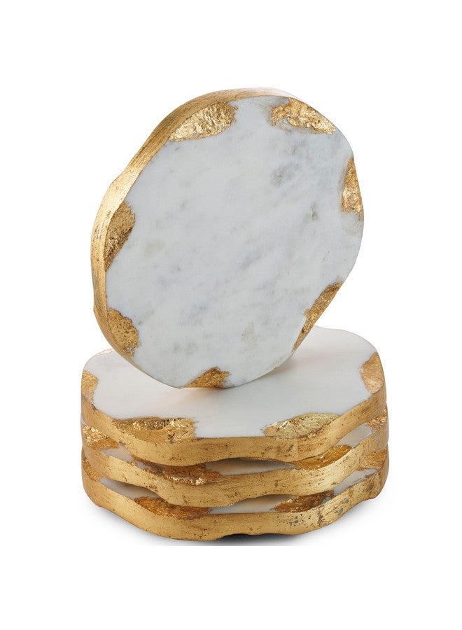 Godinger أكواب دائرية من جودينجر بحافة ذهبية، مجموعة أكواب رخامية، حماية للطاولة، مجموعة من 4 - Image 3