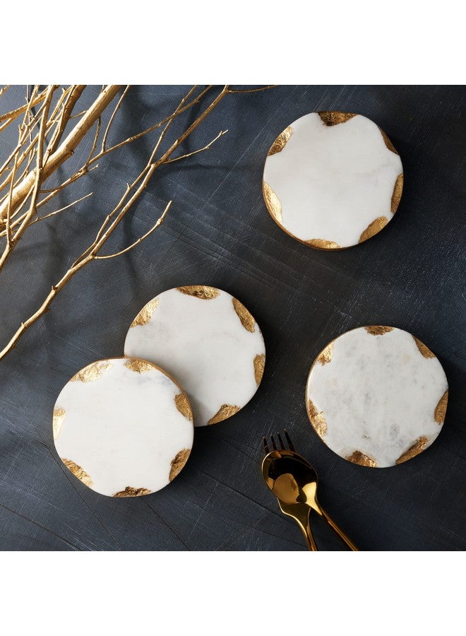 Godinger أكواب دائرية من جودينجر بحافة ذهبية، مجموعة أكواب رخامية، حماية للطاولة، مجموعة من 4 - Image 2