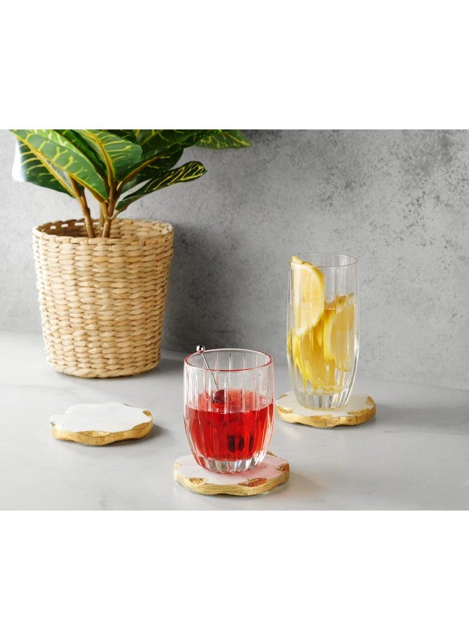 Godinger أكواب دائرية من جودينجر بحافة ذهبية، مجموعة أكواب رخامية، حماية للطاولة، مجموعة من 4 - Image 4