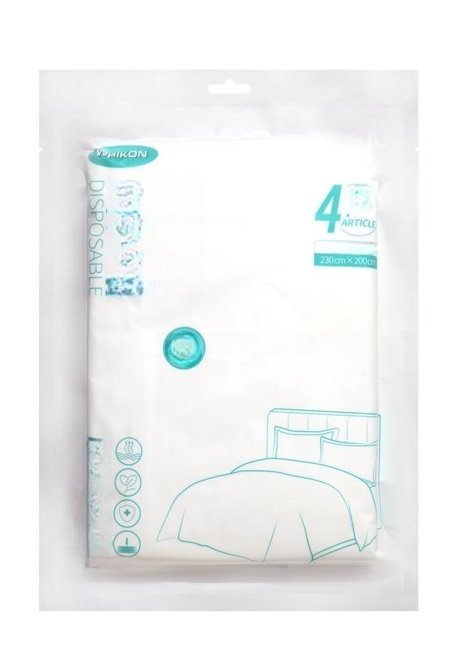 WHIKON Travel Disposable Bed Sheet Set,4Pcs Portable Disposable Sheet and Disposable Pillowcase Set 1pc bed sheet 200*230cm 1pc duvet sheet 200*230cm and 2pc pillowcase 50*85cm  - Image 1