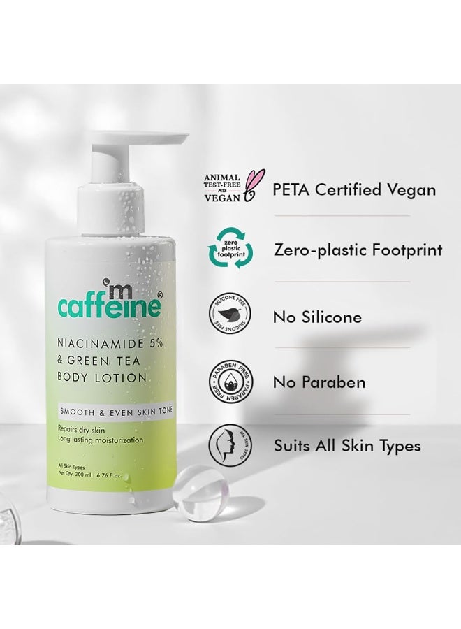 إم كافيين لوشن الجسم المرطب بعمق من إم كافيين، بخلاصة الشاي الأخضر وسيروم النياسيناميد ٥٪ | مرطب للجسم لجميع المواسم مع سيروم النياسيناميد | لوشن للجسم غير لزج للنساء والرجال - Image 5