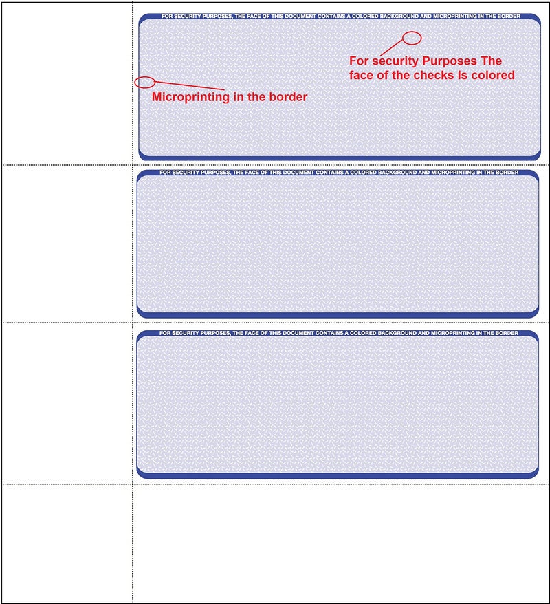 Compuchecks Computer Check Paper - Blank Personal Wallet Checks 3 on a Page - Compatible with Versa Check, QuickBooks, Quicken, and Any Laser Printer (100 Sheets / 300 Checks, Blue Diamond) - Image 4