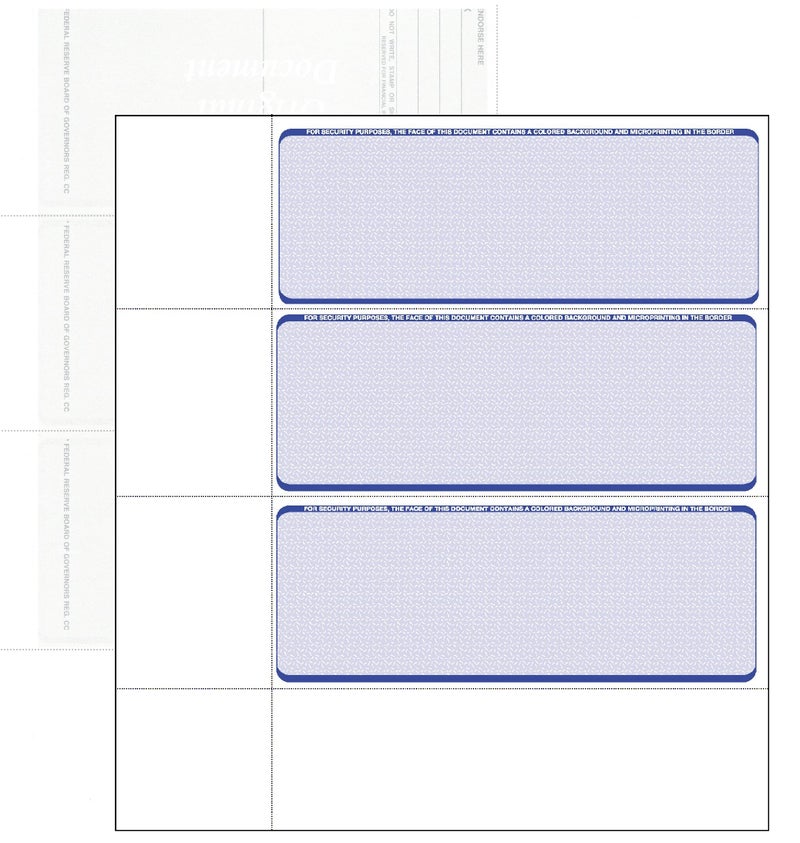 Compuchecks Computer Check Paper - Blank Personal Wallet Checks 3 on a Page - Compatible with Versa Check, QuickBooks, Quicken, and Any Laser Printer (100 Sheets / 300 Checks, Blue Diamond) - Image 3