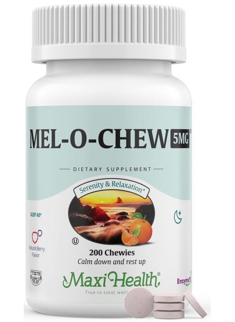 Extra-Strength Mel-O-Chew 5 MG Kosher Chewable Melatonin, Berry Flavor (200 Count (Pack of 1))