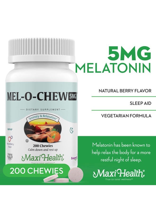 Extra-Strength Mel-O-Chew 5 MG Kosher Chewable Melatonin, Berry Flavor (200 Count (Pack of 1))