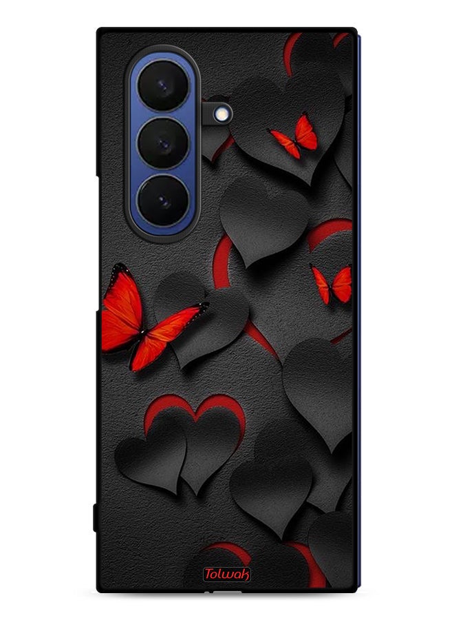 Tolwak Samsung Galaxy Z Fold7 Protective Case Cover Hearts And Butterflies Pattern - Image 1