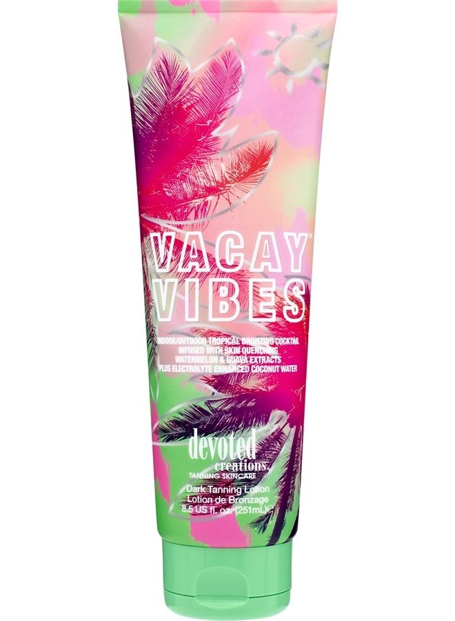 Devoted Creations Vacay Vibes Tanning Lotion – Indoor/Outdoor Tropical Bronzing Cocktail Infused with Skin Quenching Watermelon and Guava Extracts, plus Electrolyte Enhanced Coconut Water – 8.5 oz. - Image 5