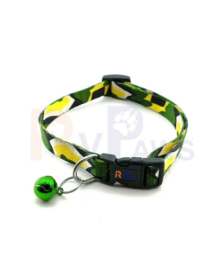 Pet Collar And Leash Printed With Bell, Adjustable Quick Release Buckle And Breathable Collar Set Ideal For Small And Medium Dogs 15 Mm (Green & Yellow) - Image 4