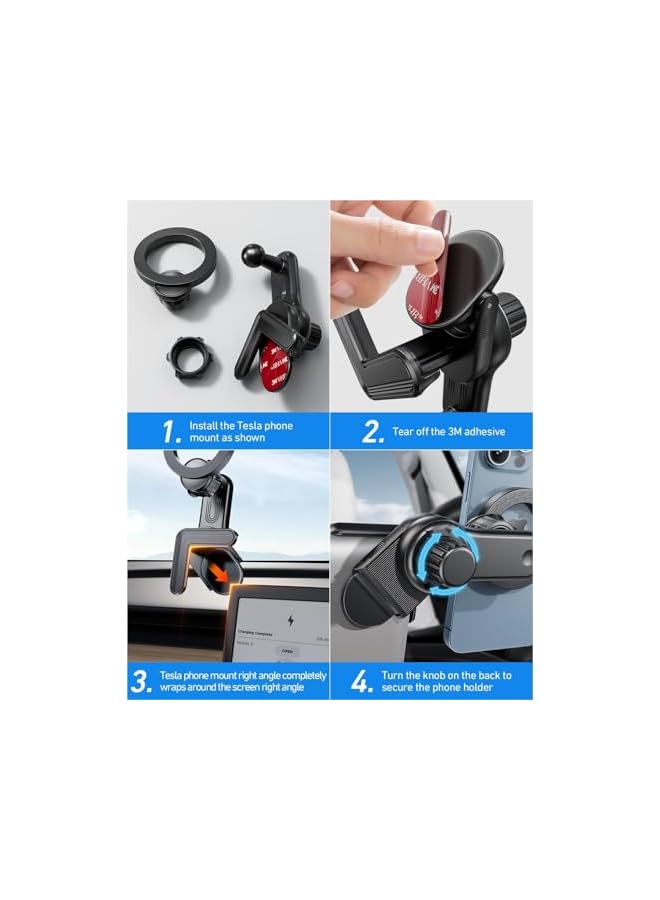 S-TOP Tesla Phone Mount for Model 3/Y – Strong Magnetic MagSafe Car Holder, 360° Adjustable, Super Stable Mount for iPhone 15/14/13/12 Pro Max, TeslaMOUNT 2 - Image 4