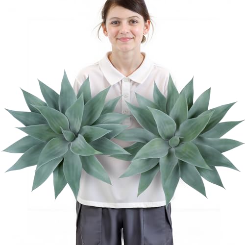 Velener Artificial Outdoor Blue Agave Plant - Small Size UV Resistant Fake Agave Plants for Indoor and Outdoor Decor(28 Inch)-2 Pack - Image 1