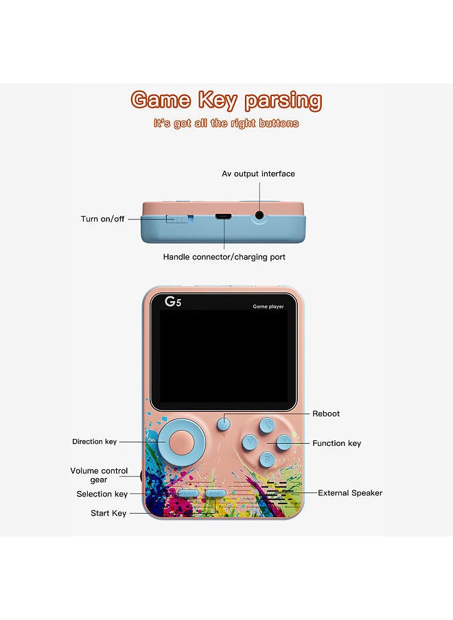 Generic - G5 3.0 Inch Full-color Screen Handheld Game Console With 500 Retro Game Portable Game Consoles 1000mAh Rechargeable Battery - Image 1