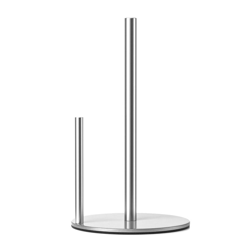 niffgaff Paper Towel Holder Silver, Premium Stainless Steel Kitchen Roll Dispenser, Countertop Roll Organizer with Weighted Base - Image 1