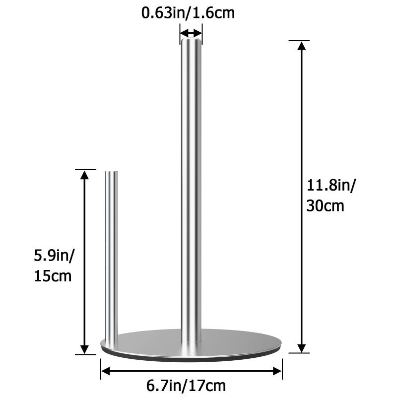 niffgaff Paper Towel Holder Silver, Premium Stainless Steel Kitchen Roll Dispenser, Countertop Roll Organizer with Weighted Base - Image 5