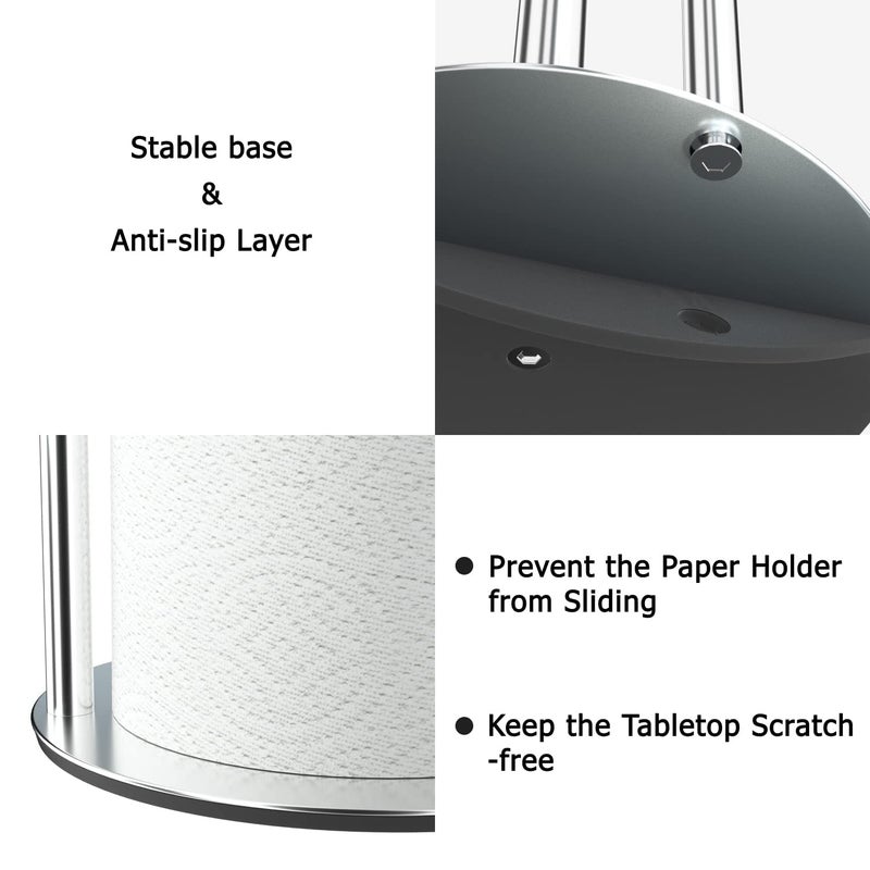 niffgaff Paper Towel Holder Silver, Premium Stainless Steel Kitchen Roll Dispenser, Countertop Roll Organizer with Weighted Base - Image 4