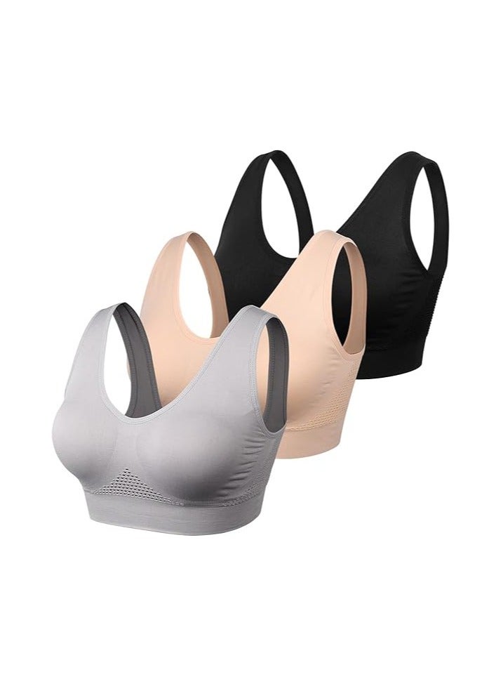 Women Sports Bra Comfortable Sleep Bras No Underwire Seamless Workout Yoga Bra of 3 Pack - Image 1