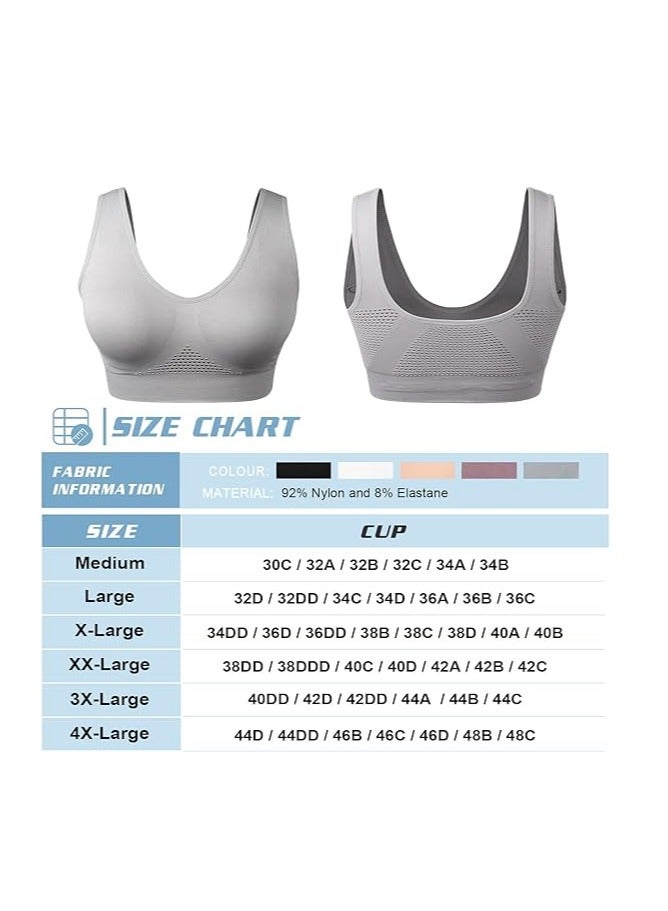 Women Sports Bra Comfortable Sleep Bras No Underwire Seamless Workout Yoga Bra of 3 Pack - Image 4