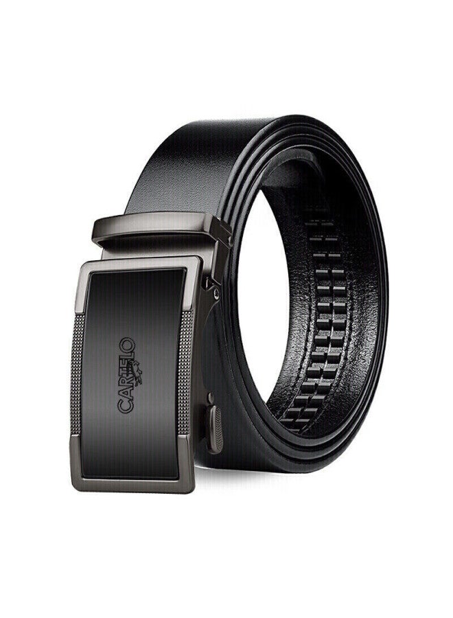 Cartelo Men's Leather Belt, Vintage Cowhide Waistband, Business Versatile Automatic Buckle Casual Trouser Belt, Black Birthday Gift - Image 3