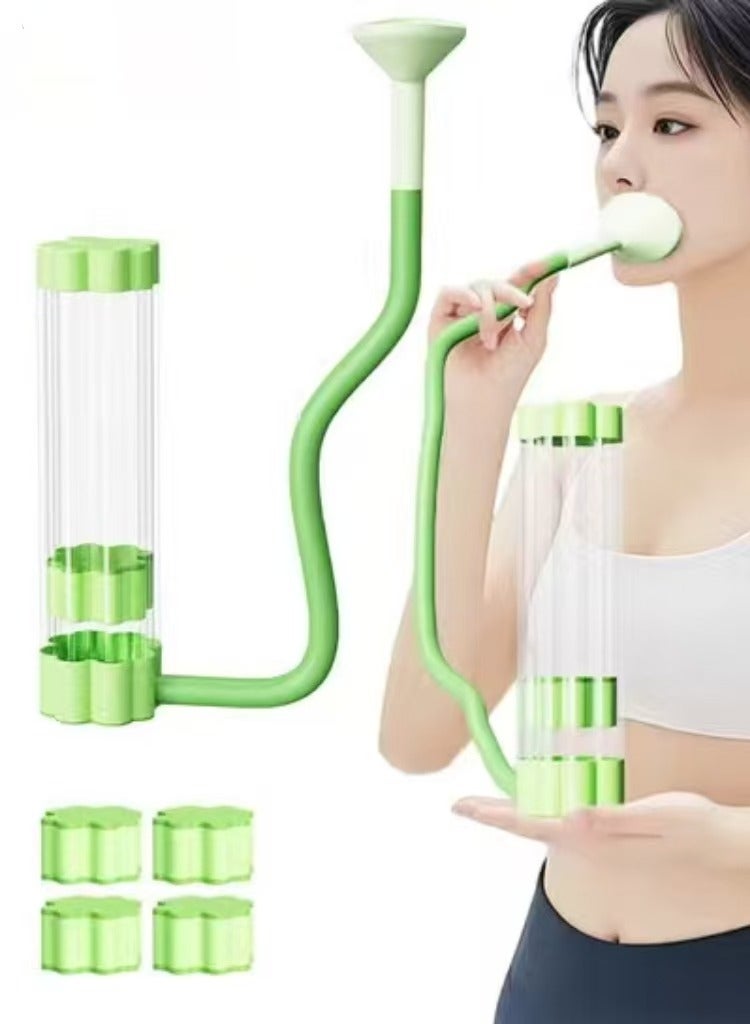 كابتن تيك Breathing Exercise Device for Lungs, Dumbbell Breathing Trainer, Abdominal Muscle Trainer, Deep Breathing Trainer for Lung Capacity Exercise, Facial Muscle Natural Lung Trainer (100g, Green) - Image 1