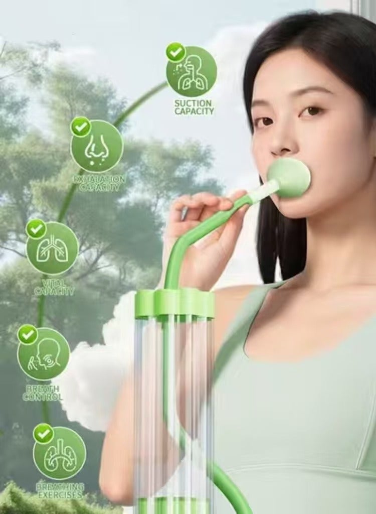 كابتن تيك Breathing Exercise Device for Lungs, Dumbbell Breathing Trainer, Abdominal Muscle Trainer, Deep Breathing Trainer for Lung Capacity Exercise, Facial Muscle Natural Lung Trainer (100g, Green) - Image 3