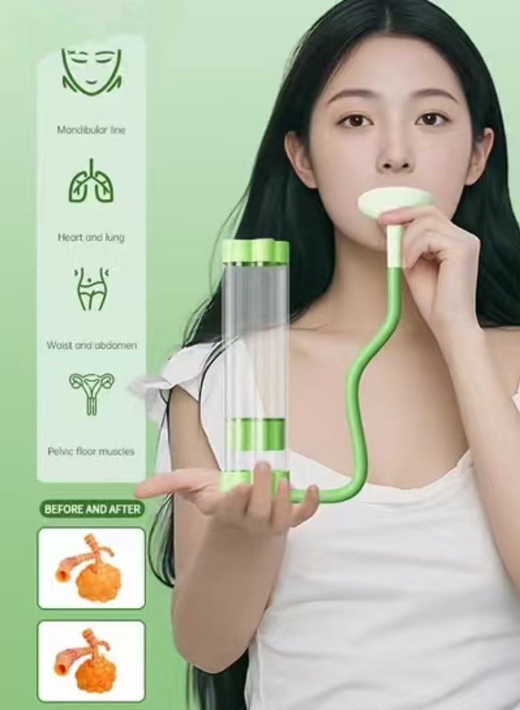 كابتن تيك Breathing Exercise Device for Lungs, Dumbbell Breathing Trainer, Abdominal Muscle Trainer, Deep Breathing Trainer for Lung Capacity Exercise, Facial Muscle Natural Lung Trainer (100g, Green) - Image 4