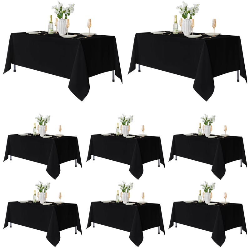 Fitable 8 Pack Table Cloth Rectangle Table: Stain and Wrinkle Resistant Tablecloth Rectangular, Washable Polyester Tablecloths for Wedding Party Dining Banquet Event Catering(Black, 70x120 Inch) - Image 1