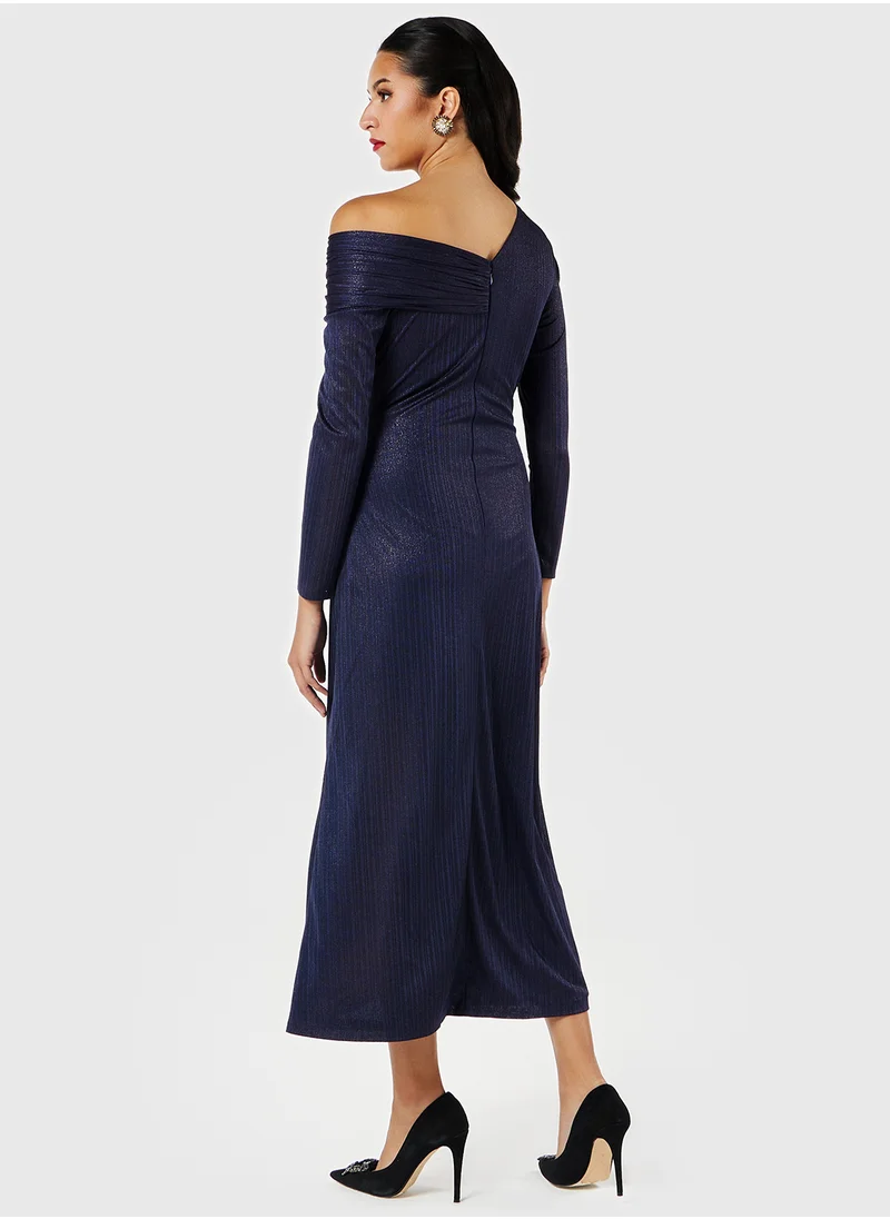 ثريدز باي اجوني Embellished Asymmetric Neck Gathered Dress