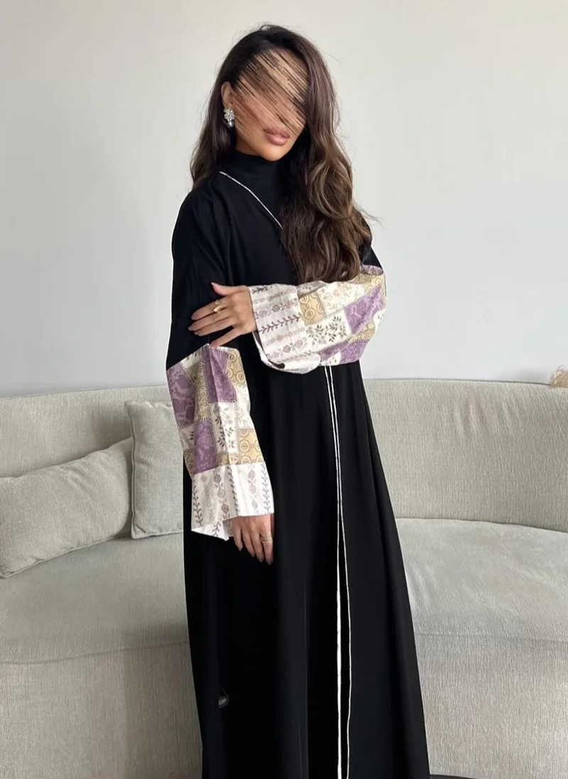 Lusin Abaya Royal Crepe Abaya with Luxe Folded Indian Linen Sleeves