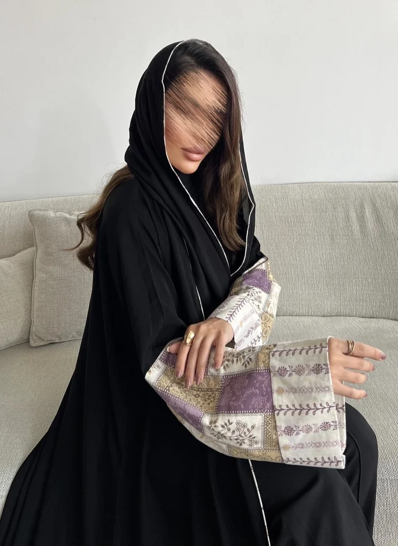 Lusin Abaya Royal Crepe Abaya with Luxe Folded Indian Linen Sleeves