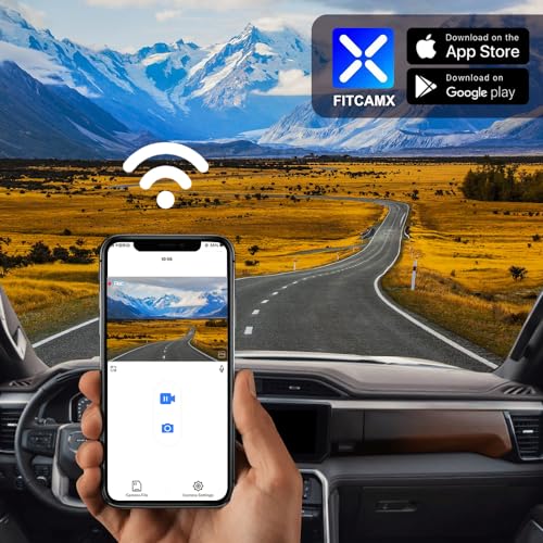 FITCAMX كاميرا داش فيت كام إكس مزدوجة 4K+1080P تناسب جي إم سي سييرا 2020-2024 (HD2-4925) 1500 2500HD 3500HD، مظهر OEM، فيديو HD ثنائي الاتجاه، واي فاي وتطبيق، تسجيل متكرر، حساس G، سهل الاستخدام، تحتوي على كابلين، بطاقة 128GB - Image 5