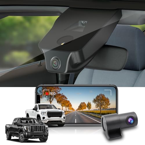 FITCAMX كاميرا داش فيت كام إكس مزدوجة 4K+1080P تناسب جي إم سي سييرا 2020-2024 (HD2-4925) 1500 2500HD 3500HD، مظهر OEM، فيديو HD ثنائي الاتجاه، واي فاي وتطبيق، تسجيل متكرر، حساس G، سهل الاستخدام، تحتوي على كابلين، بطاقة 128GB - Image 1